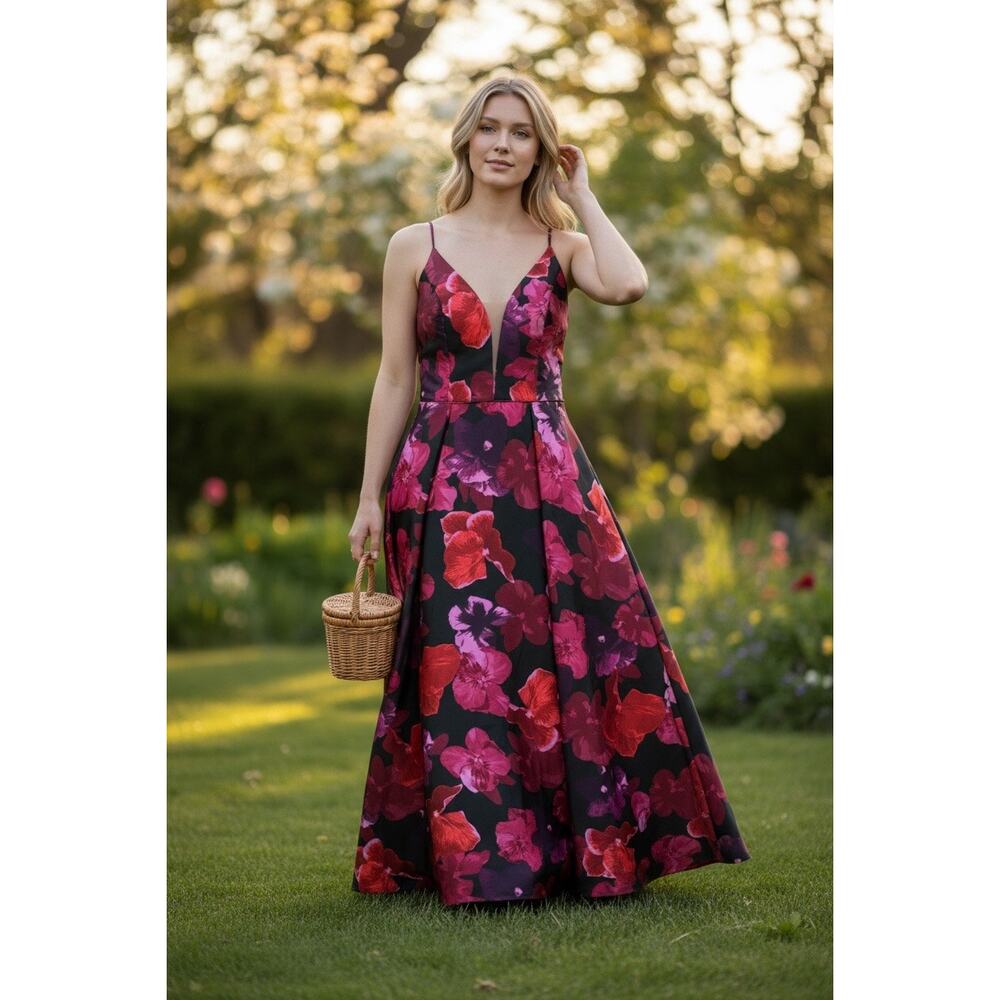 Etsy & Adam Long formal flowered gown.